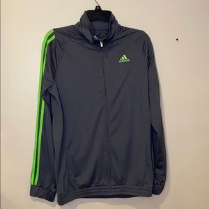 Gray Neon Green Adidas Track Jacket Kids XL